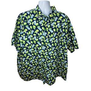 Harbor bay 3XLT short sleeve button up shirt Mojitos with lime Blue Green